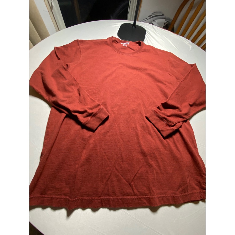 Duluth Trading Co Mens Longtail T Relaxed Fit Long Sleeve Shirt Rust Red Large